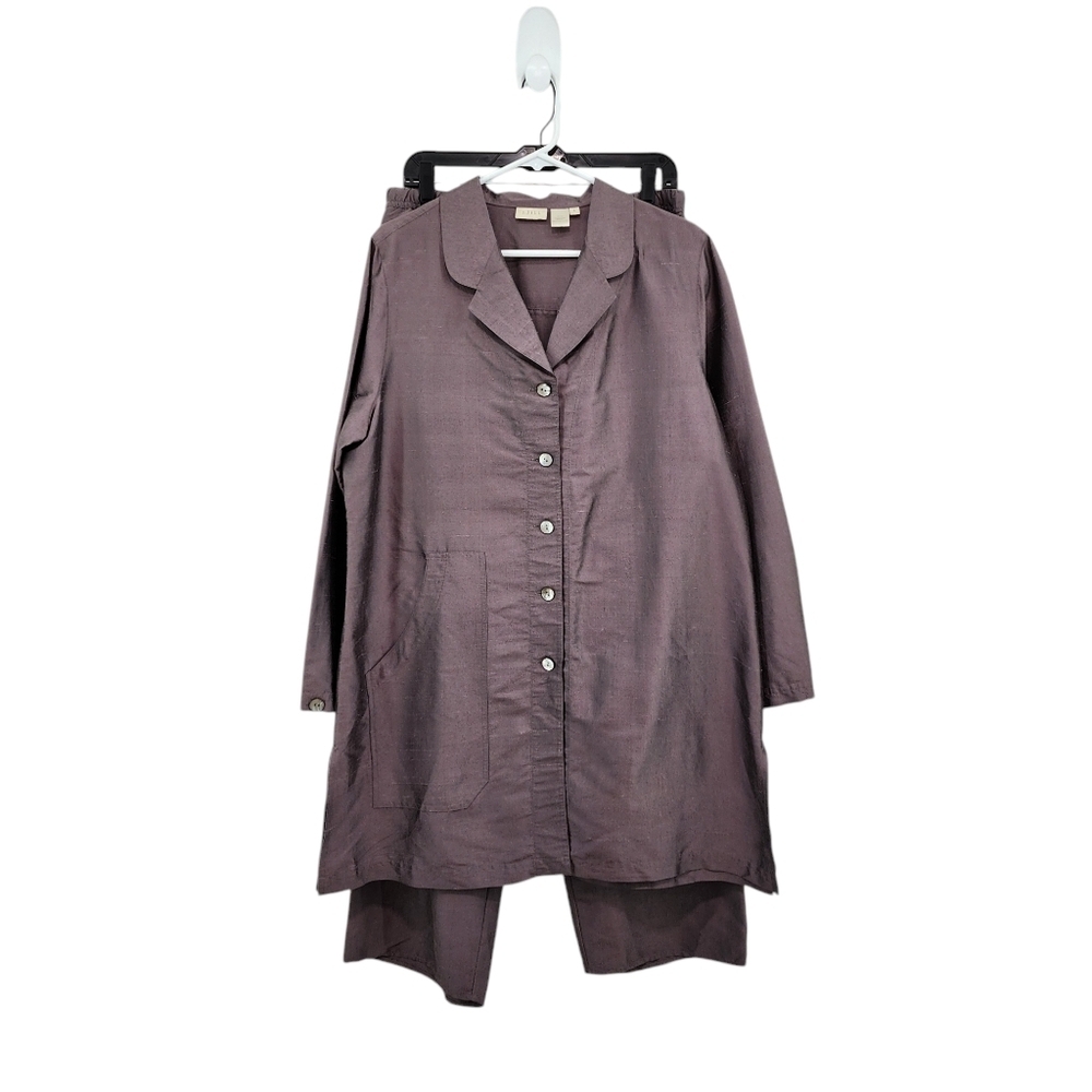 J.Jill Women's 100% Silk Vintage Lightweight Blazer & Pants Set - L